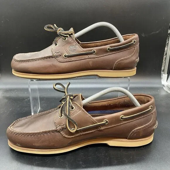 Vintage Timberland 2-eye Boat Shoes Loafers Mens Sz 10.5 M Brown Leather 28021 - Picture 2 of 8